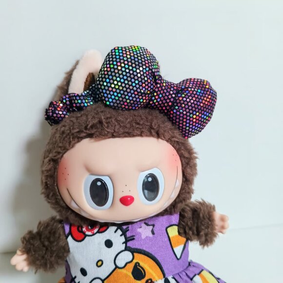 Custom Hello Kitty Halloween Dress and Metallic Bow Made to fit Labubu - Picture 3 of 6